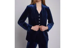 Vilagallo Smoking Glitter Velvet Jacket In Navy