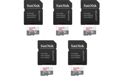 5 Units SanDisk  128GB Ultra UHS-I microSDHC Memory Card with SD Adapter
