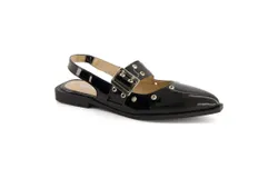 Andrea Women&apos;s Slingback Flats Wide Buckle In Black