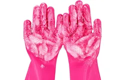 Pet grooming gloves, High density tooth Heat Resistant Cat bath gloves, silicone dog bath gloves, Enhanced five-finger design, dog and cat bath and massage