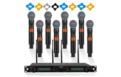 Wireless Microphones 8 Channel Karaoke Professional UHF Singing Mic System Cordless Microfonos