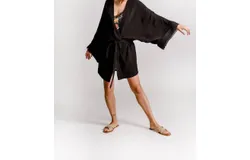 Molly Bracken Kimono Robe In Black