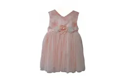Popatu Girl&apos;s Floral Embroidered Dress In Peach