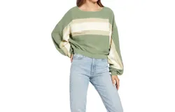 Free People Palo Alto Pullover In Cool Moss Combo