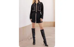 Strut & Bolt Faux Leather Jacket And Skort Set In Black