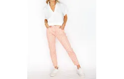 Summum Summer Pants In Pink Salmon Striped