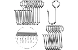 Metal Curtain Track Hook S Shape Small Curtain Hook Stainless Steel Suspension Wire Hook for Ceiling Curtain Drape Track Shower Window RV Room Divider &lpar;Pack of 20 S Hooks&rpar;