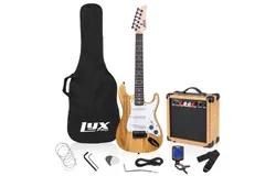LyxPro 36” Electric Guitar & Electric Guitar Accessories and Bag&comma; Natural