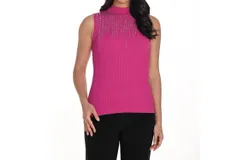 Frank Lyman Mock Knit Sweater Top In Fuchsia