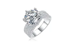 5 Carat Moissanite Ring for Women - 925 Sterling Silver Moissanite Engagement Ring Jewelry Moissanite Promise Ring 5 Carat Wedding Ring Anniversary Birthday Valentine&apos;s Day Gift