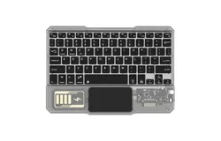 Ultra-thin Bluetooth Keyboard Backlit Portable Mini Wireless Keyboard Rechargeable for Apple iPad iPhone Samsung Tablet Phone Smartphone iOS Android Windows-Transparent &lpar;Black&rpar;