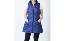 Anorak Metallic Chevron Quilted Vest In Blueberry