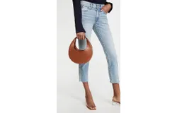 Staud Women Mini Moon Detachable Crossbody Strap Leather Suede Handbag Tan OS