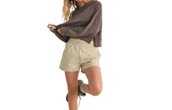 Kimberly C Super Soft Air Scuba Oversized Crop Hoodie In Chocolate