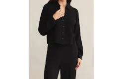 Z Supply Campo Long Sleeve Button Up Gauze Top In Black