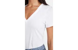 Rag & Bone Women The Vee Tee Bright White Short Sleeve Slubbed Jersey T-Shirt