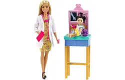 Barbie Pediatrician Playset&comma; Blonde Doll&comma; Exam Table&comma; X-ray & Accessories