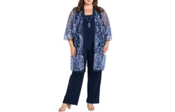 R&m Richards 3 Piece Evening Pant Set In Peri Navy