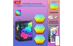 Hexagonal quantum light board&comma; LED wall lights for gaming and smart home DIY decoration synchronized with music&comma; night lights for interior decoration Bluetooth APP-3 packages