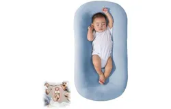 Baby Lounge Pillow for Newborn 0-24 Months&comma; Baby Lounger&comma; Newborn Lounger Nest Sleeping for Baby in Bed &lpar;Blue&comma;0-18 Months&rpar;