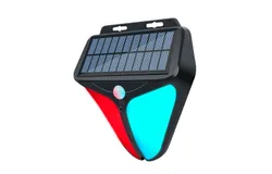 Solar Strobe Warning Lights with 129dB Alarm Wall-Mounted Infrared Motion Sensor Lamp IP65 Waterproof Support 4 Working Modes for Home Yard Orchard Warehouse Construction Sites