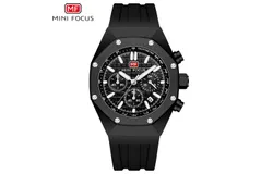 Men&apos;s Octagon Sports Military Watch Analog Quartz Black Strap Multi Dials Function Wristwatch-black