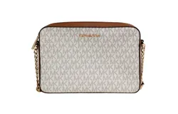 Michael Kors Jet Set Large East West Vanilla Leather Crossbody Bag Handbag