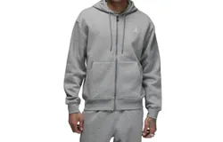 Nike Jordan Brooklyn Fleece Full Zip Hoodie In Carbon Heather&sol;white