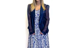 Fate Sheer Blazer In Navy