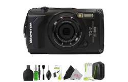 OM SYSTEM Tough TG-7 Digital Camera &lpar;Black&rpar;  &plus; Memory Card Reader &plus; Professional Cleaning Kit