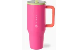HydroJug Traveler - 32 oz Water Bottle with Handle & Flip Straw - Fits in Cup Holder&comma; Leak Resistant Tumbler-Reusable Insulated Stainless Steel & Rubber Base-red
