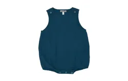 Petit Confection Kids&apos; Muslin Romper In Dark Turquoise