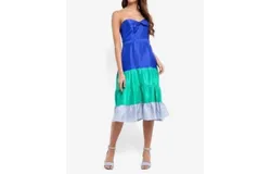 J&period;crew Jackaroo Silk Strapless Flare Dress In Green&comma; Blue