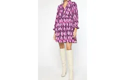 Entro Geometric Print Dress In Magenta