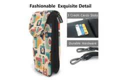 I Love Retro Colorful Pu Leather Crossbody Phone Bag Card Slots Flip Phone Purse With Adjustable Strap 7&period;6x4&period;9inch