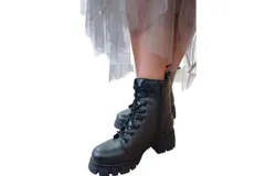 Mia High Street Combat Boot In Black