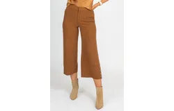 Dress Forum Camel Pinstripe Wide Leg Trousers In Brown