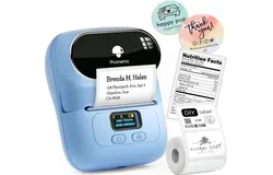 Phomemo Label Printer - M110 Thermal Label Printer&comma; Upgraded Bluetooth Portable Label Maker for Product&comma; Address&comma; Small Business&comma; Sticker&comma; Home&comma; DIY for Phone&sol;Tablet&sol;PC&sol;Mac&comma; with 100 Labels&comma;blue