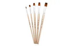 5pcs Flat Tip Paint Brushes Set Nylon Hair Wooden Handle Artists Paintbrushes for Children Adults Beginners for Acrylic Oil Watercolor Gouache Nail Body Face Detailing Painting Art Crafts Supplies