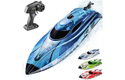 BEZGAR RC Boat&comma; 12 inch Remote Control Boat for Kids and Adults&comma; 25 KPH Fast RC Speed Boat with 700mAh Battery&comma; Ideal Waterproof Toy Boats for Lakes & Pools - Blue