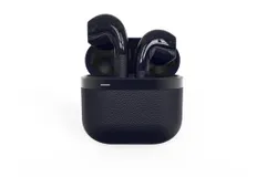 True Wireless Bluetooth Headset Semi-In-Ear Headset Leather Pattern Wireless Headset-Navy black