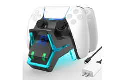 For PS5 joystick fast charger&comma; contact dual dock charger gamepad charging base accessories with light screen charging stake