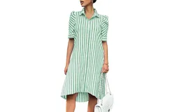 Cezele Vibrant Vibe Wide Stripe Dress In Green