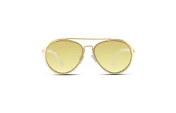 Velvet Eyewear Womens Aviator Sunglass Style Jesse in Gold wiht a Yellow Lens - 100&percnt; UV Protection - Designed for Women - Designed in the USA