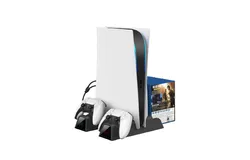 PS5 Game Console Cooling Dock&comma; Fully Compatible Multifunctional Optical Drive Version PS5 Controller Dual Charger Storage Disk Holder