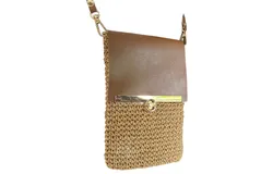 Cell Phone Pouch&comma; Cross-body Bag with Chain Strap in Eco-Friendly Paper Yarn