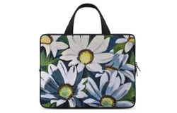 Oil Painting&comma; Daisies&comma; White Laptop Bag Women Man 10 12 13 15 17 Inch Office Notebook Travel Computer Handbag Waterproof Bag Notebook Cover