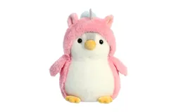 Aurora® Playful PomPom Penguin™ 18cm Unicorn Pink Stuffed Animal