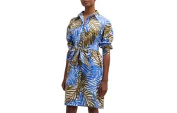 Sara Roka Ekatery Cotton Midi Shirtdress In Blue