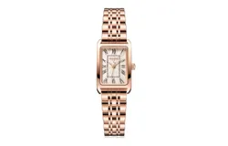 JULIUS Women's Watch&comma; Steel Strap Small Square Watch with Roman Faces&comma; Stainless Steel Elegant Watch